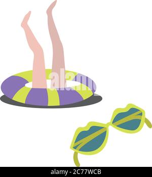 Ressource graphique d'illustration de l'ensemble de lunettes de soleil d'été dessinées à la main à la main Illustration de Vecteur