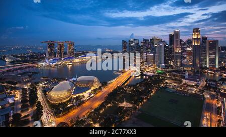 Panorama de Singapour, Marina Bay - vue aérienne Banque D'Images