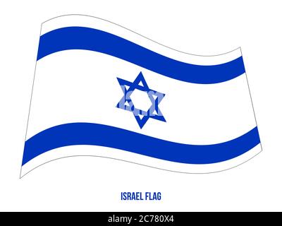 Illustration Vecteur de brandir le drapeau d'Israël sur fond blanc. Israël drapeau national. Illustration de Vecteur