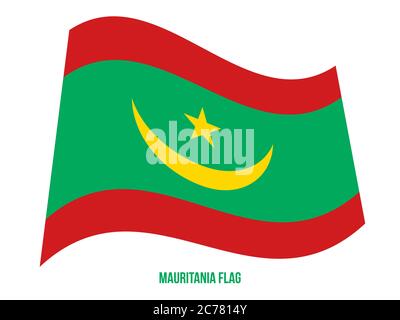 Illustration Vecteur de brandir le drapeau de la mauritanie sur fond blanc. La Mauritanie drapeau national. Illustration de Vecteur