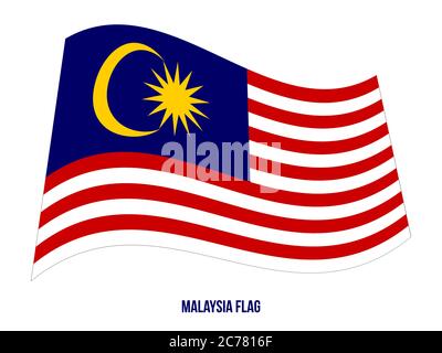 Illustration Vecteur de brandir le drapeau de la Malaisie sur fond blanc. La Malaisie drapeau national. Illustration de Vecteur