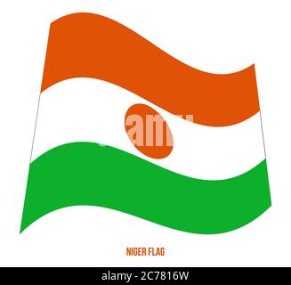 Illustration Vecteur de brandir le drapeau du Niger sur fond blanc. Drapeau national du Niger. Illustration de Vecteur