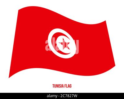 Illustration Vecteur de brandir le drapeau de la Tunisie sur fond blanc. Tunisie drapeau national. Illustration de Vecteur