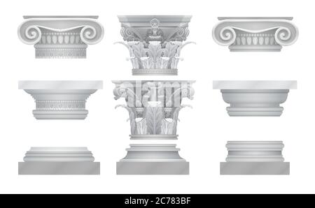 Vector Realistic anciennes capitales de colonne de la grèce rom Illustration de Vecteur