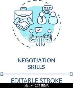 Icône de concept de compétences de négociation. Partenariat d'affaires. Collaboration réussie. L'idée de communication des hommes d'affaires est une illustration mince. Isolat vecteur Illustration de Vecteur