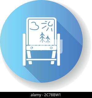 Dessin chevalet bleu plat motif long ombre glyphe icône. Trépied pliant avec photo. Fournitures pour les enfants idées créatives. Créativité deve Illustration de Vecteur
