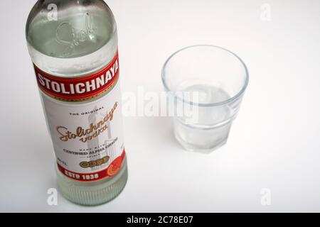 Vodka russe Stolichnaya Banque D'Images