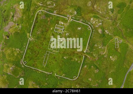 Le fort romain de HardKnott est un site archéologique, les vestiges du fort romain de Mediobogdum, situé sur le côté ouest du col de HardKnot dans l'Eng Banque D'Images