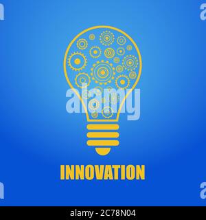 Idées innovantes. Illustration vectorielle d'une ampoule à incandescence remplie d'icônes de roue dentée Illustration de Vecteur