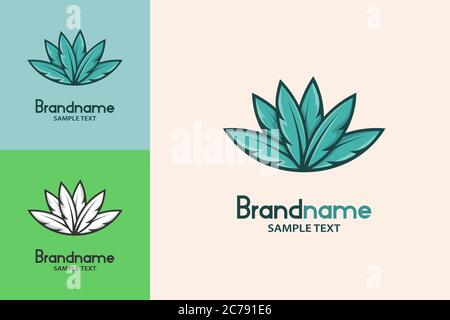 Cannabis marijuana feuille logo et symbole, concept de dessin de style de dessin animé. Illustration de Vecteur