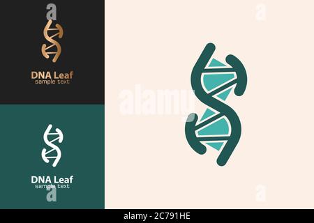 Modèle de concept de logo DNA Leaf. Illustration de Vecteur