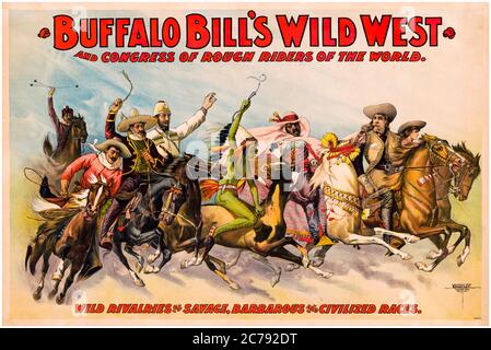 Buffalo Bill Wild West et le Congrès des Rough Riders of the World show, affiche, vers 1898 Banque D'Images