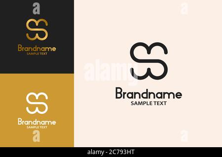 Lettre H sur le concept d'espace négatif, le logo élégant et de luxe. Dans d'autres versions, il peut également être utilisé pour la lettre SS logo. Illustration de Vecteur