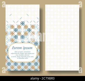 Carte islamique pour l'invitation, la célébration, la date de sauvegarde, le mariage exécuté dans le carrelage géométrique islamique. Modèle de vecteur Colofrul de carte Illustration de Vecteur