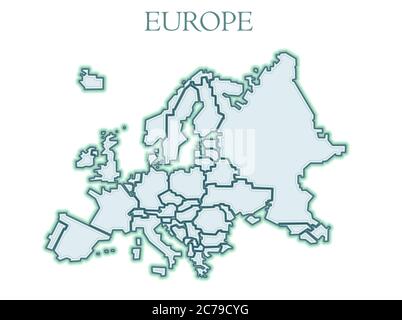 Une carte de l'Europe. Vecteur. Dessins animés plats dans un style rugueux. Imprécis. Illustration de Vecteur