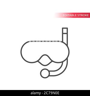 Icône représentant un vecteur en ligne mince et masque et tuba. Symbole de contour du masque de plongée sous-marine, contour modifiable. Illustration de Vecteur