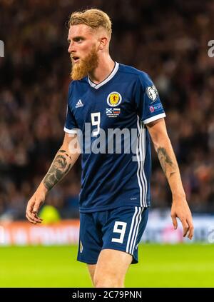 Glasgow, Écosse, Royaume-Uni – 6 septembre 2019. Oliver McBurnie, attaquant de l'équipe nationale de football d'Écosse, lors du tapis de qualification de l'UEFA Euro 2020 Banque D'Images