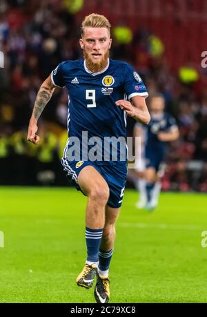 Glasgow, Écosse, Royaume-Uni – 6 septembre 2019. Oliver McBurnie, attaquant de l'équipe nationale de football d'Écosse, lors du tapis de qualification de l'UEFA Euro 2020 Banque D'Images