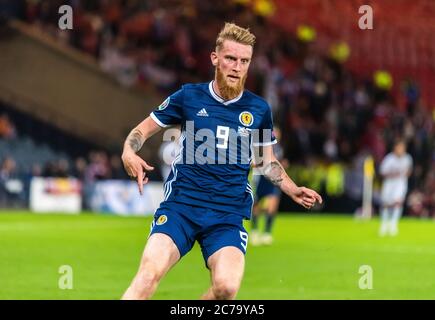 Glasgow, Écosse, Royaume-Uni – 6 septembre 2019. Oliver McBurnie, attaquant de l'équipe nationale de football d'Écosse, lors du tapis de qualification de l'UEFA Euro 2020 Banque D'Images