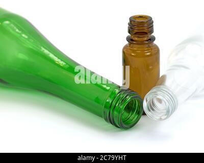 Anciennes bouteilles en verre vides pour recyclage Banque D'Images