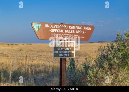 Panneau d'entrée de la zone de camping Bureau Land Management, près de Moab Utah, États-Unis Banque D'Images