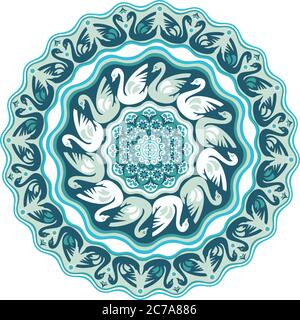 Illustration vectorielle de cygne ornementale dessinée à la main Illustration de Vecteur