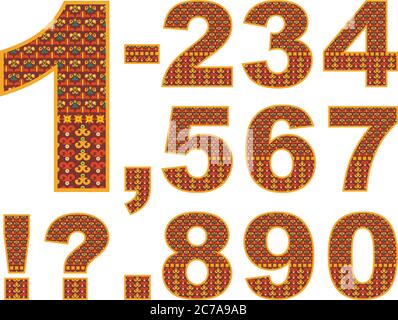 Chiffres abstraits vectoriels avec motif ornemental Illustration de Vecteur