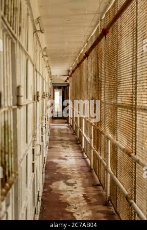 Couloir pénitentiaire de l'État de brushy Mountain dans la prison du Tennessee Banque D'Images