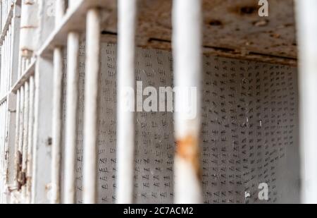 le pénitencier de l'État de brushy Mountain a des marques de hachage/grèves sur le mur de la cellule dans la prison du Tennessee Banque D'Images