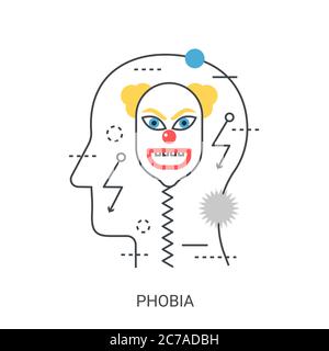 Conception d'illustration de vecteur de phobia à ligne plate isolée Illustration de Vecteur