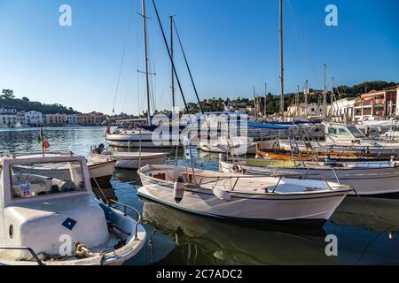 ISCHIA PORTO (NA), ITALIE - 30 JUIN 2020 : bateaux amarrés flottant dans la marina Banque D'Images