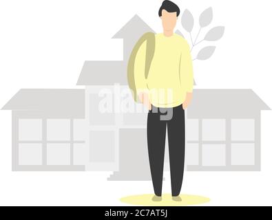 Adolescent allant à l'école avec sac à dos Illustration de Vecteur