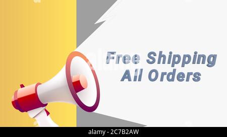 3d render livraison gratuite toutes les commandes. Modèle de conception de bannière pour le marketing. Offre spéciale promotion ou vente au détail. Arrière-plan bannière graphique moderne desi Banque D'Images