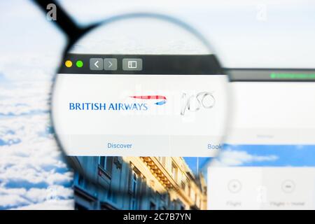 Los Angeles, Californie, Etats-Unis - 21 mars 2019 : éditorial illustratif de la page d'accueil du site Web de British Airways. Logo British Airways visible sur l'écran Banque D'Images