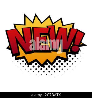 Lettres de bande dessinée Nouveau. Bulle de la parole de bande dessinée avec texte émotionnel Nouveau. Illustration de dessin animé dynamique et lumineuse vectorielle dans un style pop art rétro isolé sur du blanc Illustration de Vecteur