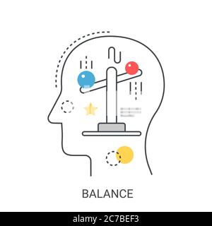 Concept d'illustration vecteur ligne plate d'équilibrage de la vie. Illustration de Vecteur