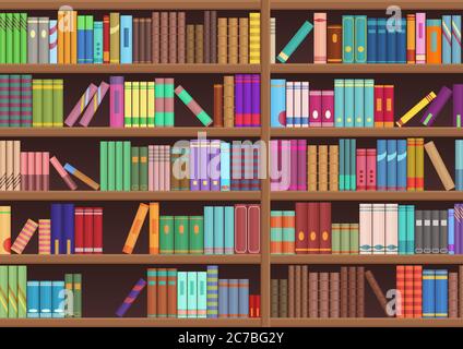 Bibliothèque étagère livres de la littérature livres fond vectoriel Illustration de Vecteur