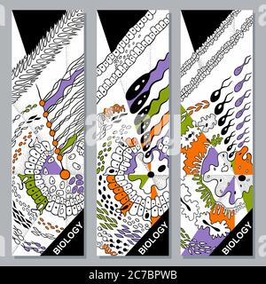 Ensemble de signets vectoriels dessinés à la main biologie Illustration de Vecteur