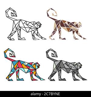 Singe de style géométrique vectoriel abstrait Illustration de Vecteur