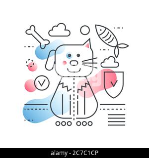 Concept de vecteur ami PET. Illustration vectorielle de magasin d'animaux domestiques dans une ligne tendance avec un style dégradé de couleur plate Illustration de Vecteur