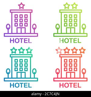 Hôtel icône isolé. Simple vecteur Hostel ligne dégradé couleur pictogramme Illustration de Vecteur