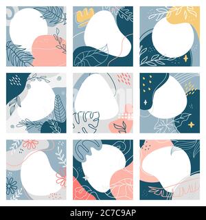 Résumé social post collage. Modèle de post de médias sociaux à la mode carré, jeu d'illustrations vectorielles de post-marketing abstrait moderne Illustration de Vecteur