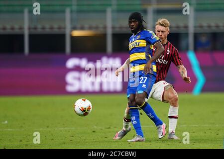 Milan (Italie). 15 juillet 2020. Italien série A. AC Milan vs Parme Calcio . Gervinho de Parme Calcio . Banque D'Images