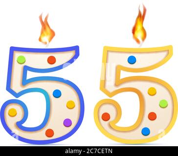 Vingt-cinq ans anniversaire, 25 nombre en forme de bougie d'anniversaire  avec feu sur blanc Image Vectorielle Stock - Alamy