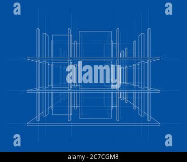 Dessin d'une maison en construction Banque D'Images