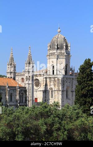 Portugal, Lisbonne, Belem District, Monastère Hieronymis - Mosteiro dos Jeronimos construit principalement dans le style Manueline de style gothique tardif - Patrimoine mondial de l'UNESCO. Banque D'Images