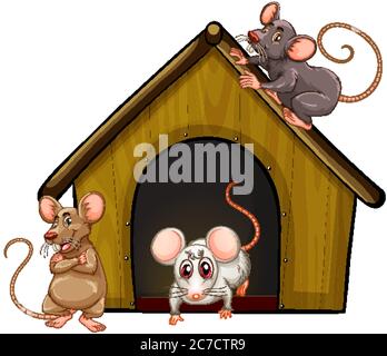 Groupe de mignons chemisiers avec petite maison isolée sur fond blanc illustration Illustration de Vecteur