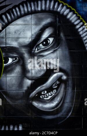 Graffiti. Décoration murale colorée Black Man Banque D'Images