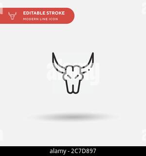 Icône de vecteur simple Bull Skull. Modèle de conception de symbole d'illustration pour l'élément d'interface utilisateur Web mobile. Pictogramme moderne de couleur parfaite sur contour modifiable. Bull Illustration de Vecteur