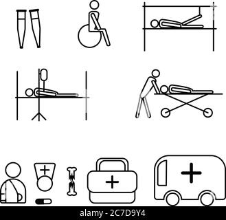 Ensemble d'icônes sur le thème médical. Traumatologie. Illustration vectorielle Illustration de Vecteur